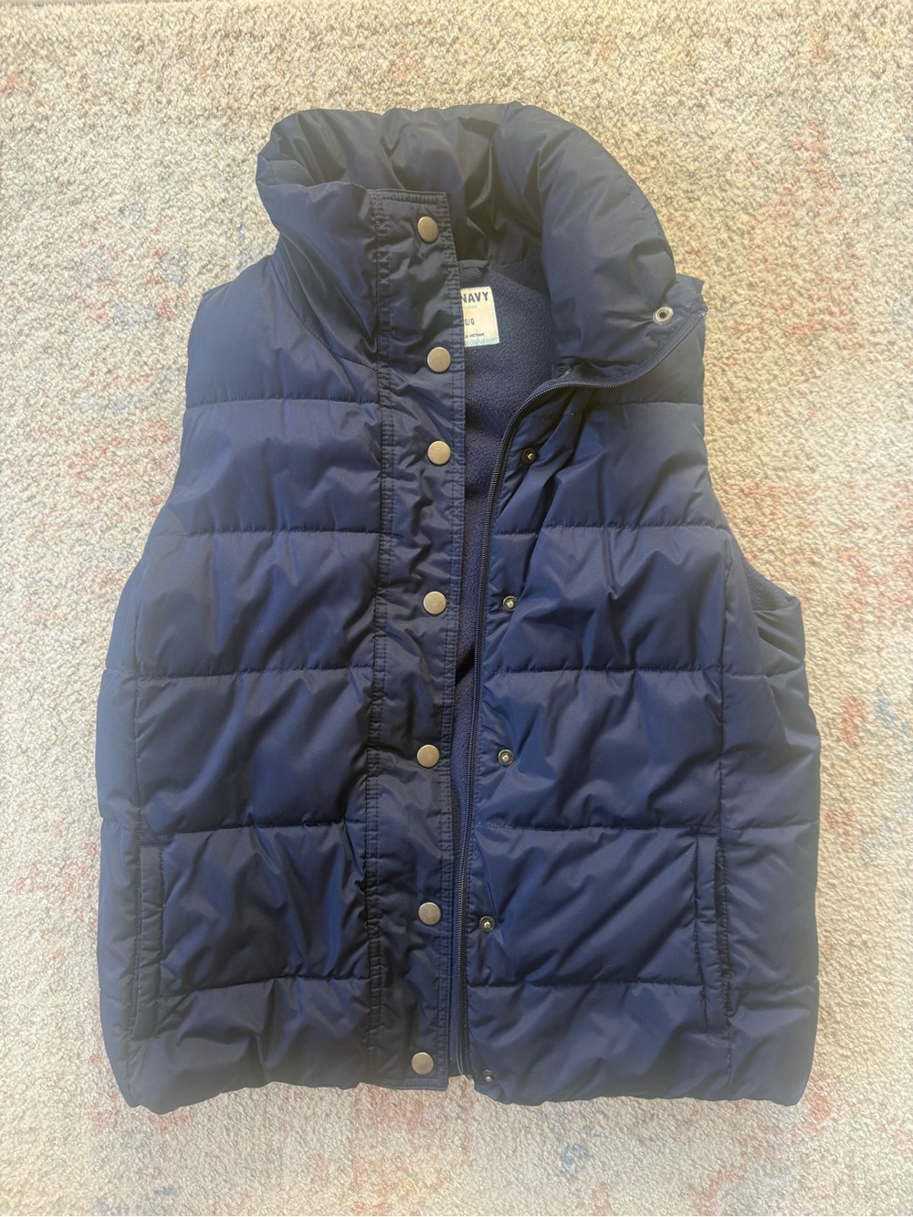 Old Navy Navy Quilted Puffer Vest with High Collar